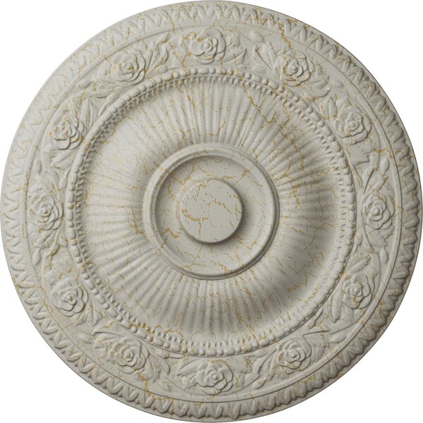 Ekena Millwork Neuveau Ceiling Medallion (Fits Canopies up to 6 3/8"), 24 1/4"OD x 2"P, Pot of Cream Crackle CM24NAPCC - main